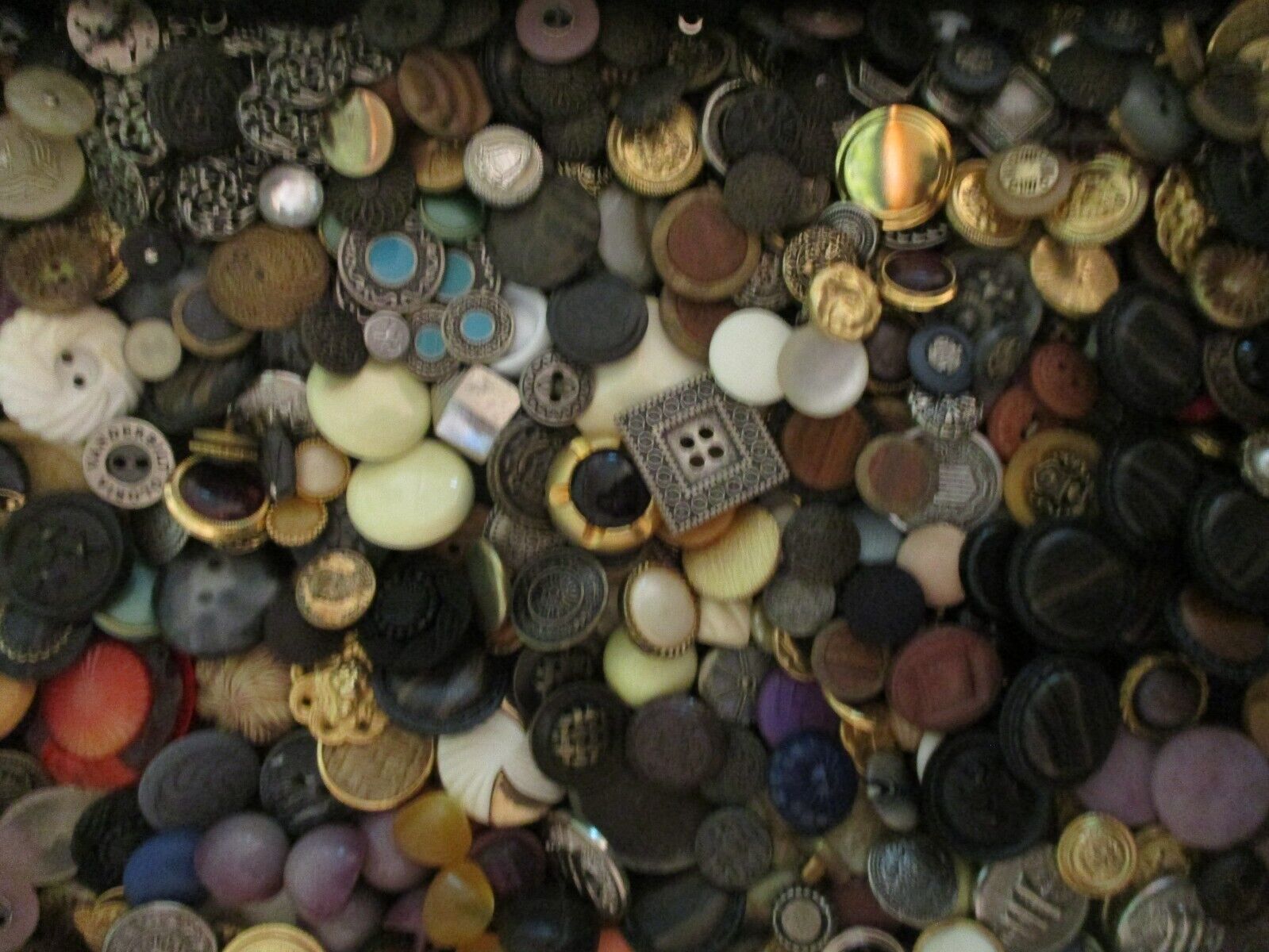 Huge Lot Decorative Buttons Shanks Metallic Plastic Vintage and New 1 1/2 Lbs.