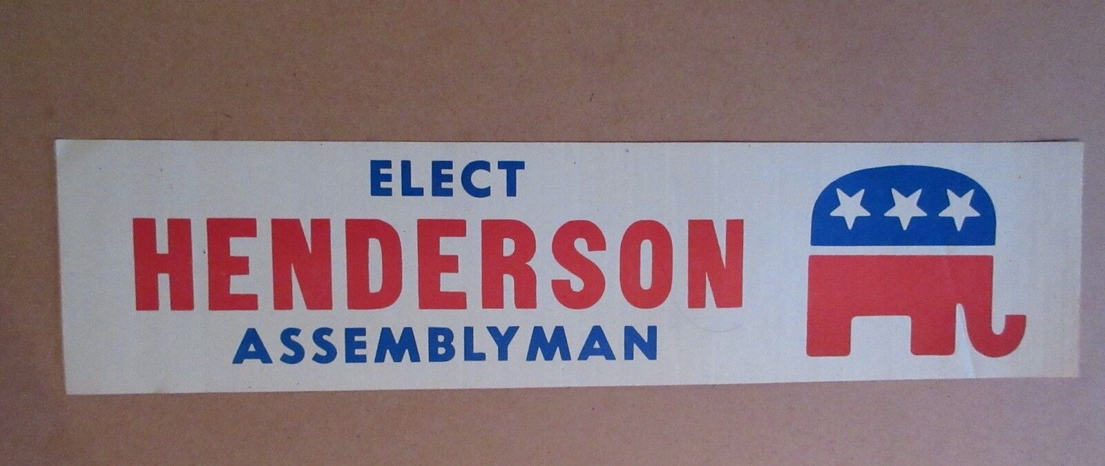 ELECT HENDERSON ASSEMBLYMAN VINTAGE Bumper Sticker early 1970\'s