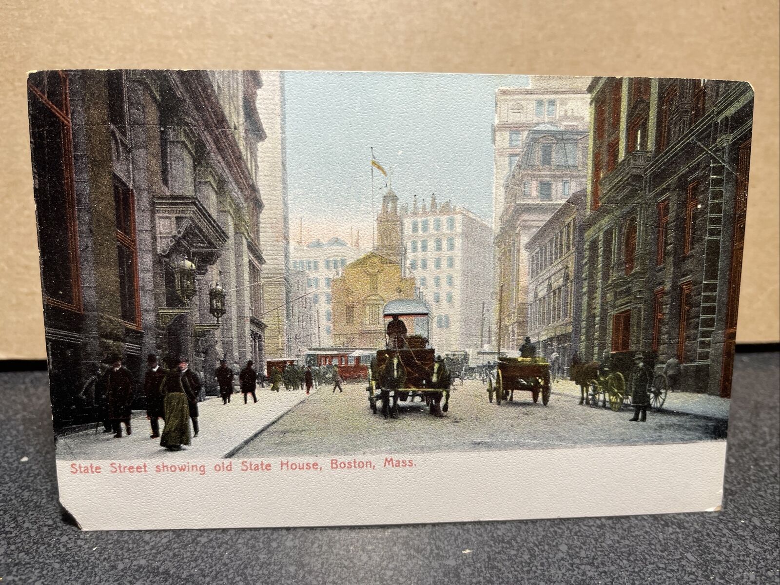 State Street Showing Old State House, Boston, Massachusetts Postcard