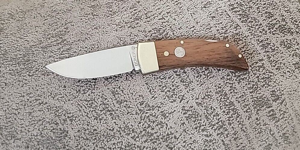 BOKER Solingen 1004 Small Lockback Knife Rosewood Handles Stainless Steel Blade