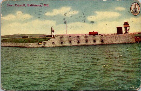 Baltimore MD Ft. Fort Carroll 1848 US Military RARE Antique DB Postcard