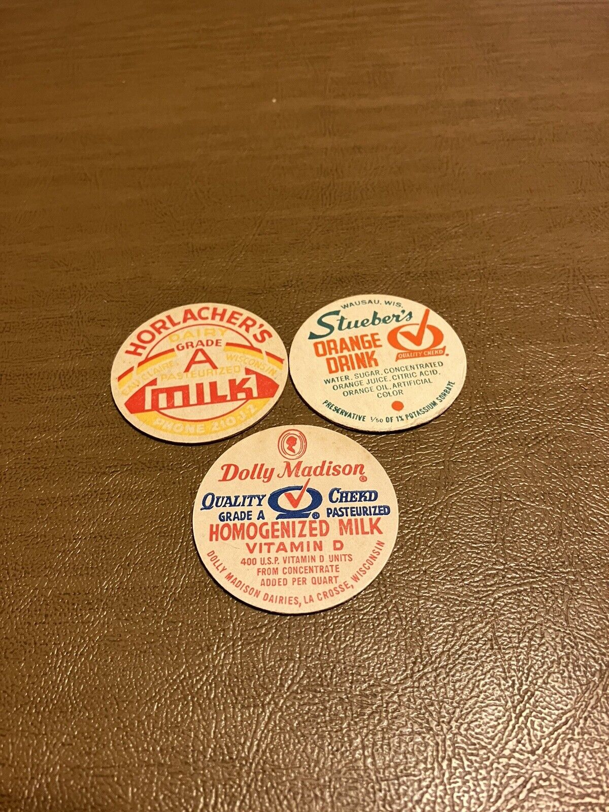 Lot of 3 Wisconsin Milk Caps 