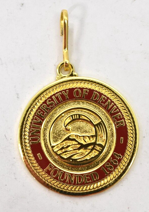 University of Denver Founded 1864 Brass Medallion Keychains Jostens 1-1/2\