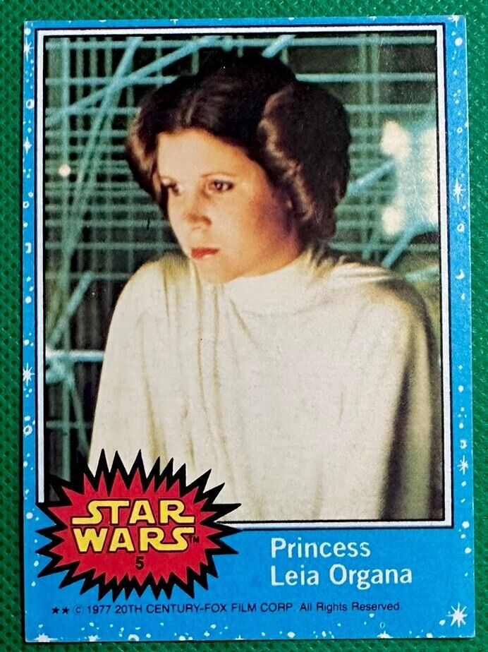 1977 Star Wars Card #5 Princess Leia Organa Topps Original Series 1 (Blue) EX+