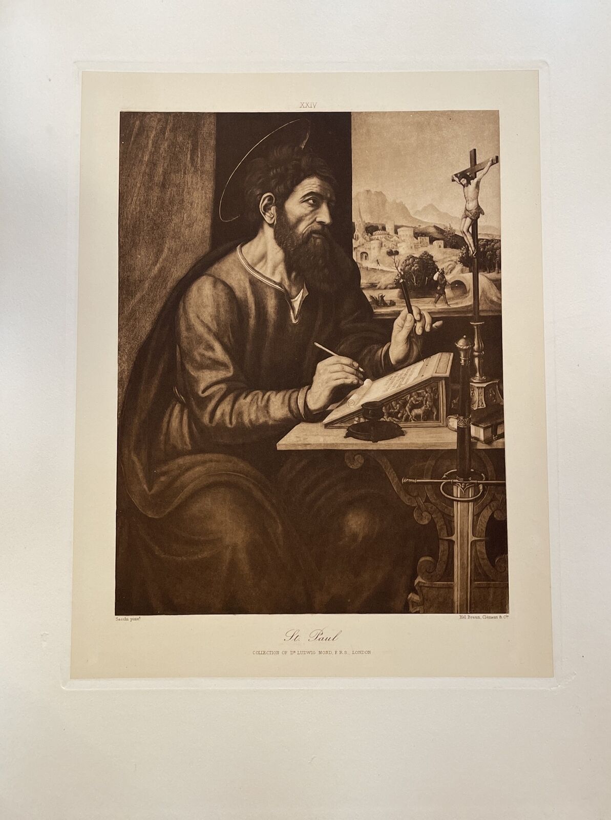 Large Antique Art Print Sacchi Saint Paul Writing Ludwig Mond Collection