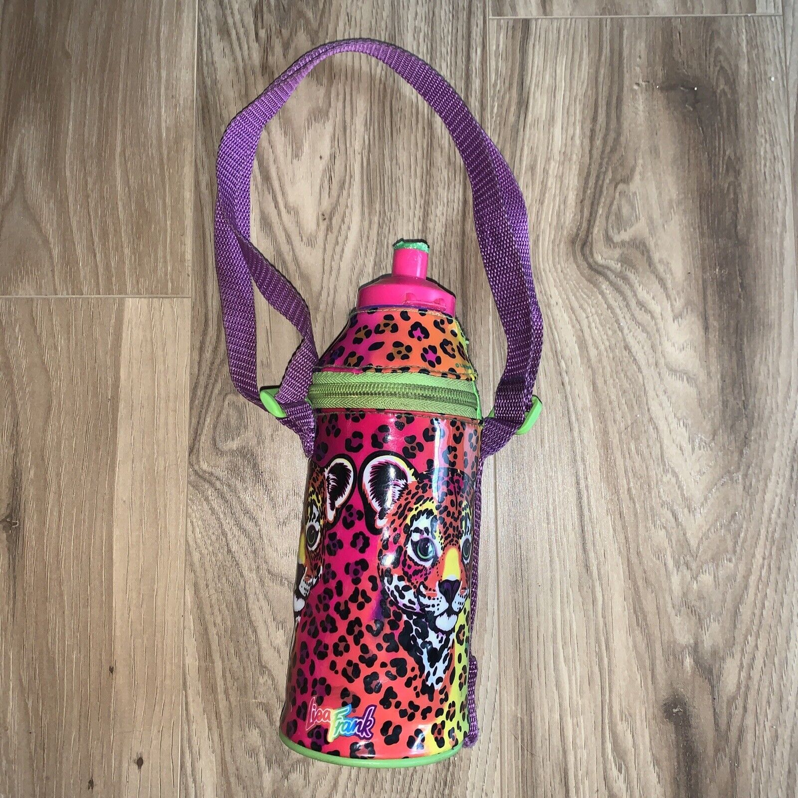 Vintage Lisa Frank Fantastic Fashions Water Bottle & Cover w/ Carrying Strap 