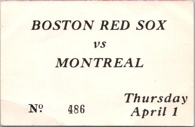 Vintage BOSTON RED SOX VS. MONTREAL Baseball Ticket \