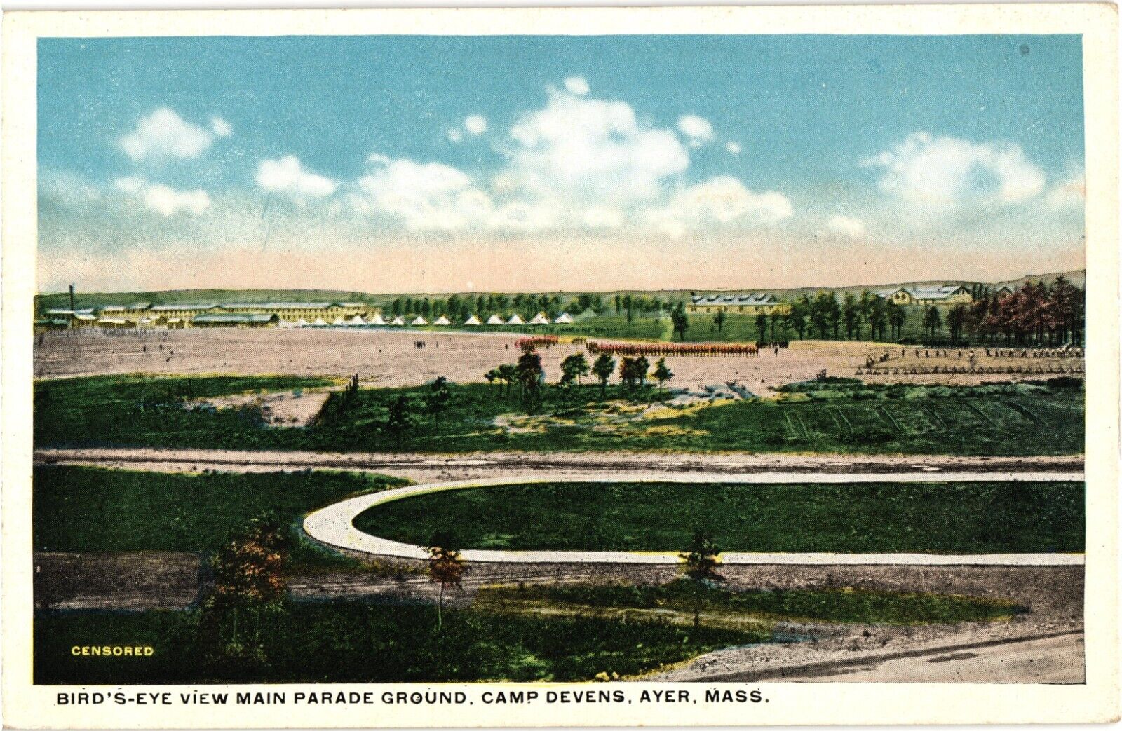 Parade Ground Camp Devens YMCA Ayer MA White Border Unused Postcard 1910s