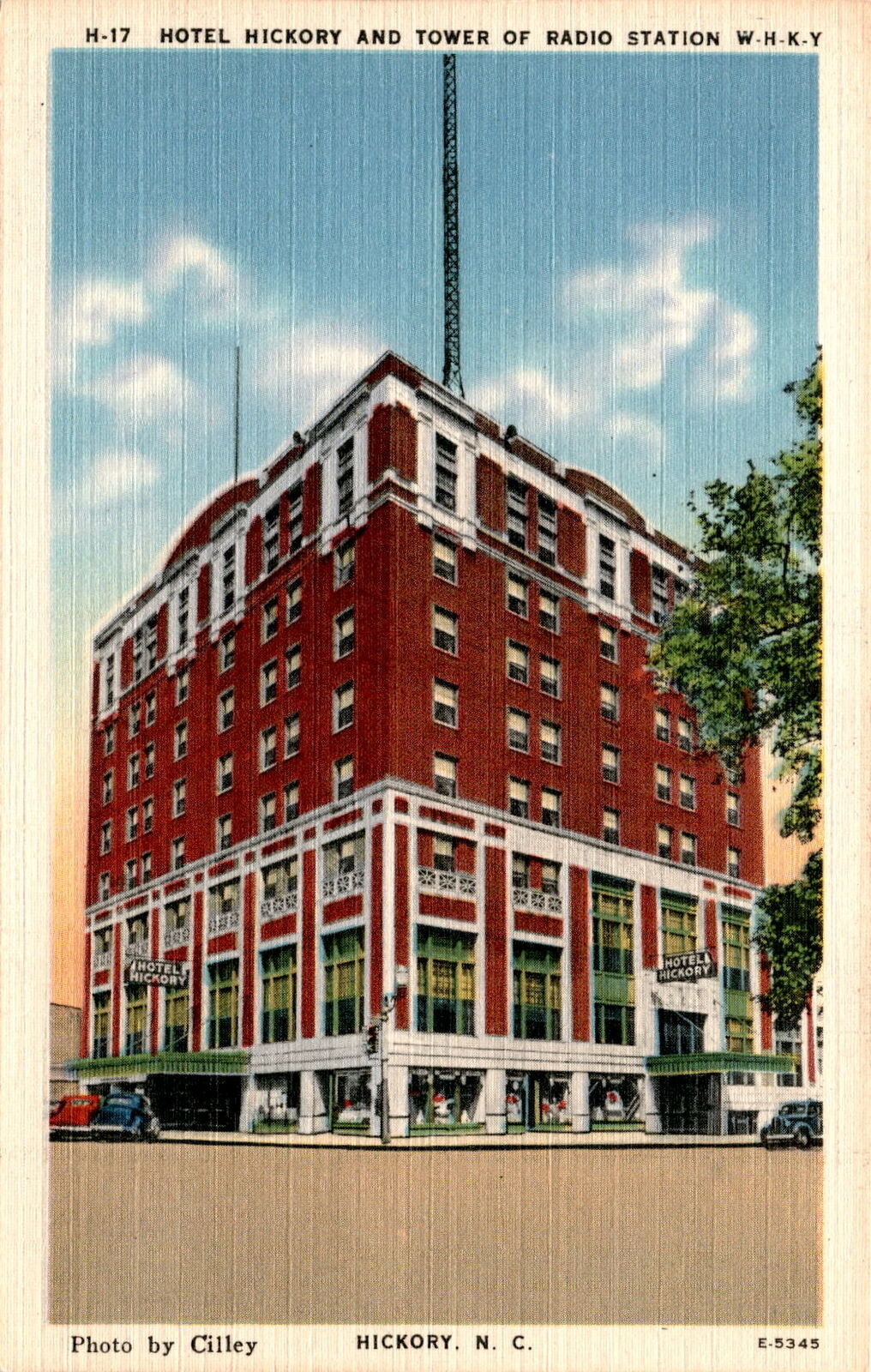 Hotel Hickory, radio station WHKY, Hickory, North Carolina, Cilley, Postcard