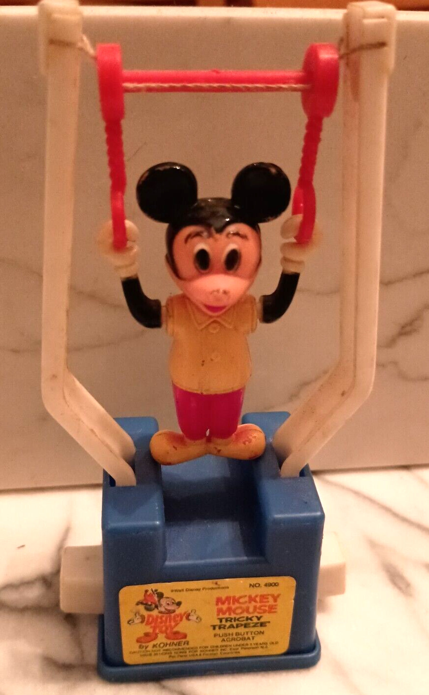 Vintage Disney Mickey Mouse Tricky Trapeze Push Button Toy