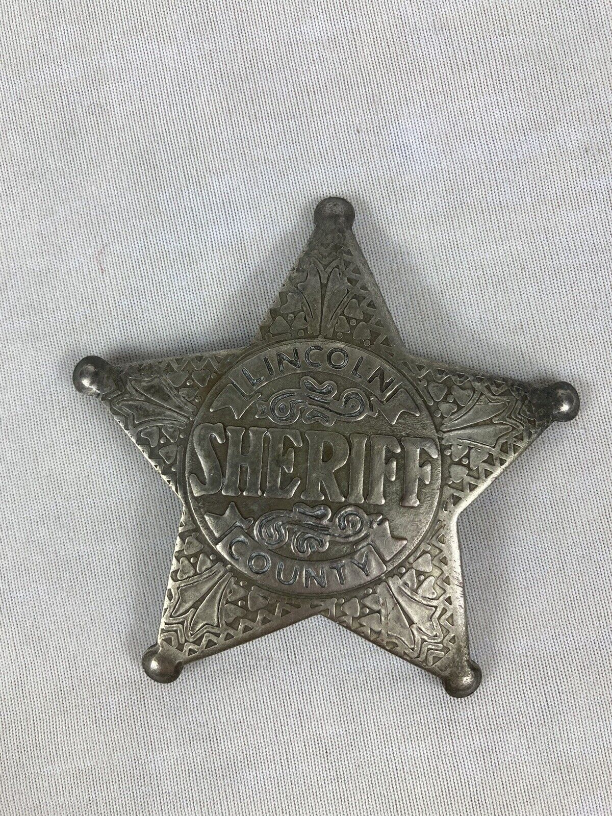 Vtg Lincoln County Sheriff Badge 5 Point Patina Replica Silver 42g