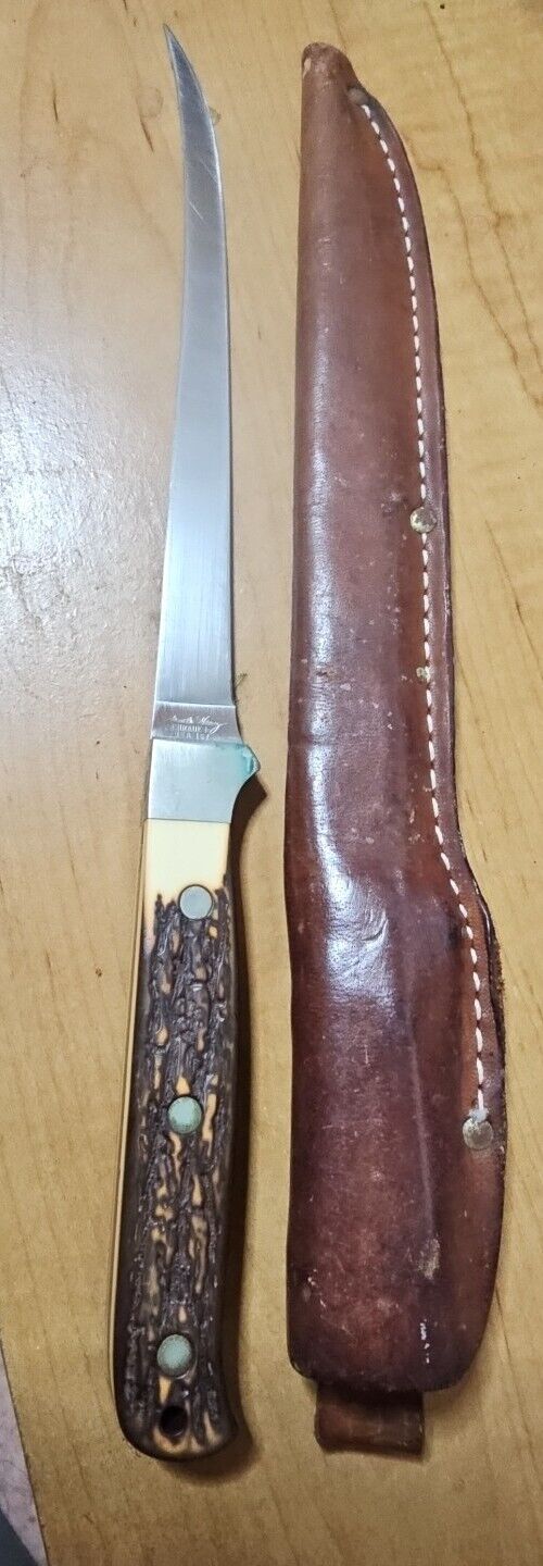 Vintage Uncle Henry Schrade U.S.A. 167 Filet Knife with Sheath
