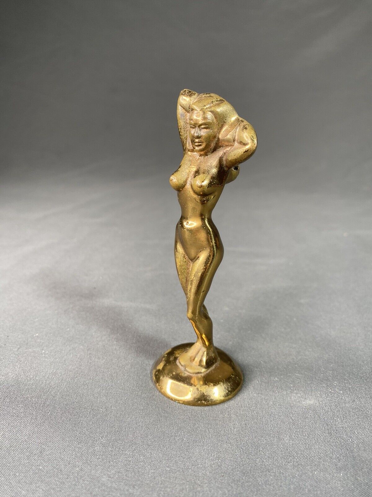 Vintage Brass Art Deco naked Nude Woman lady Statuette Figural bottle opener