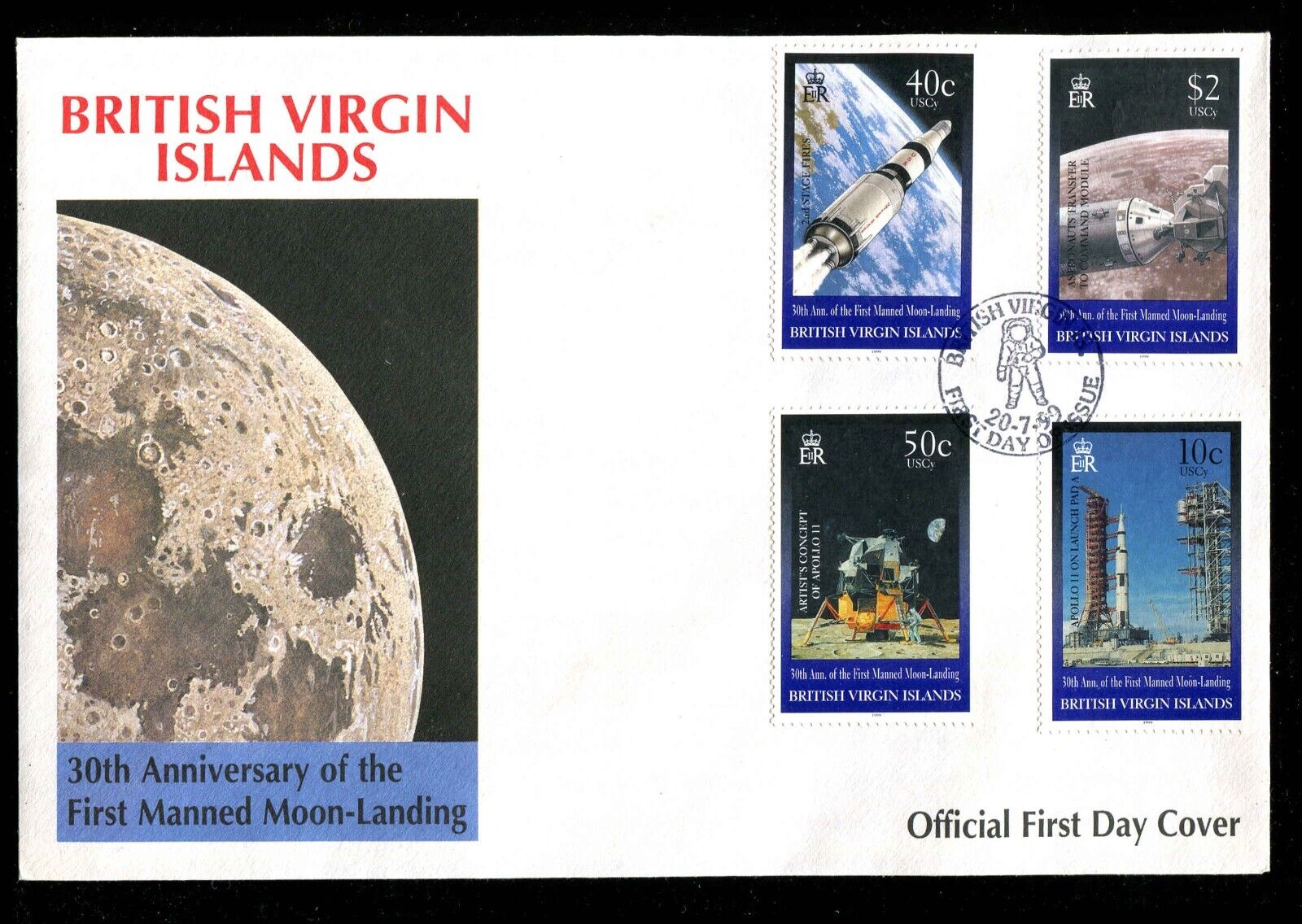 Virgin Islands 1999 Sc 910-913 Space Apollo XI Moon Landing First Day Cover
