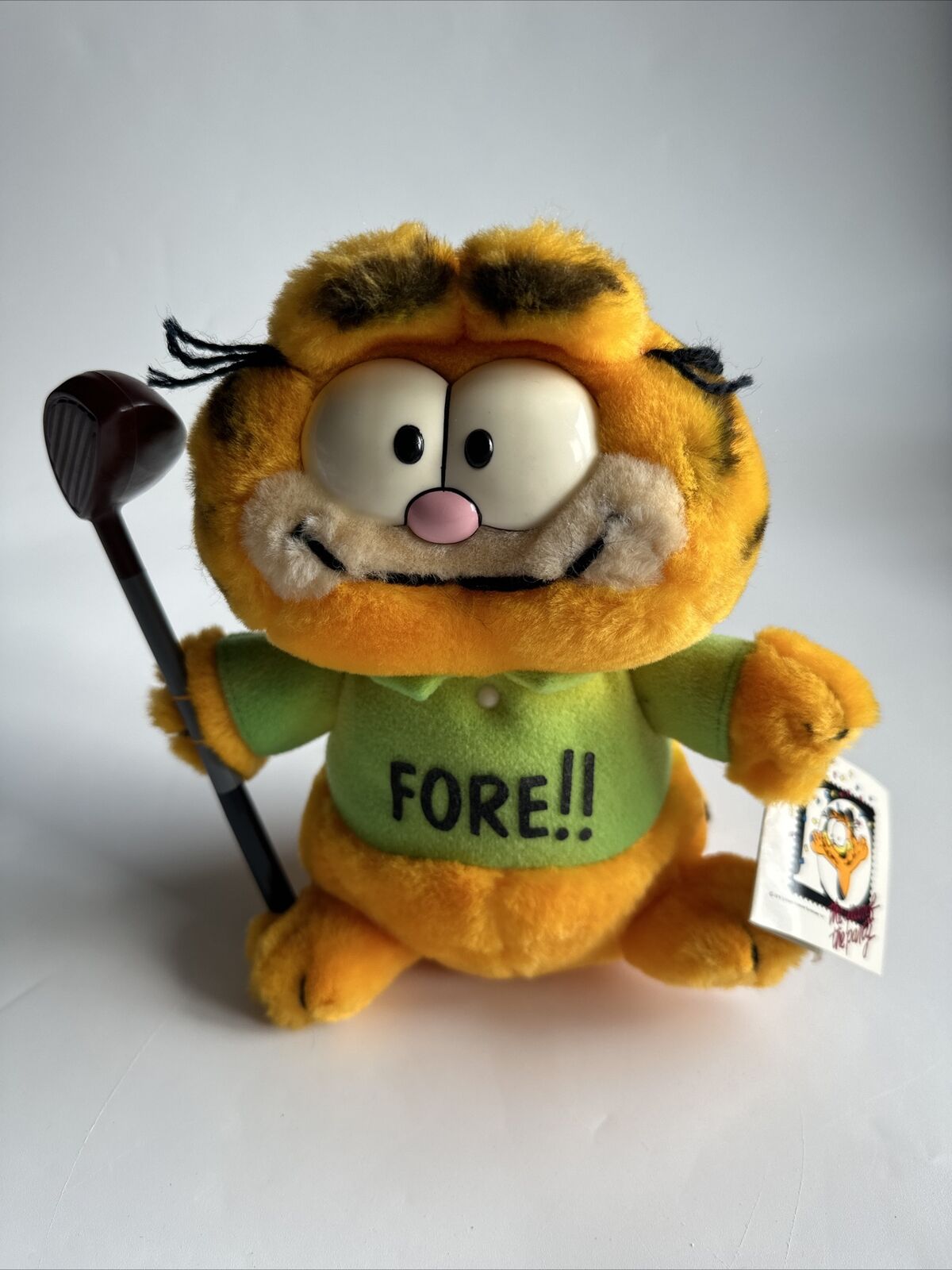 VINTAGE DAKIN 1988 GARFIELD PLUSH with Green FORE Shirt & Golf Club With Tags