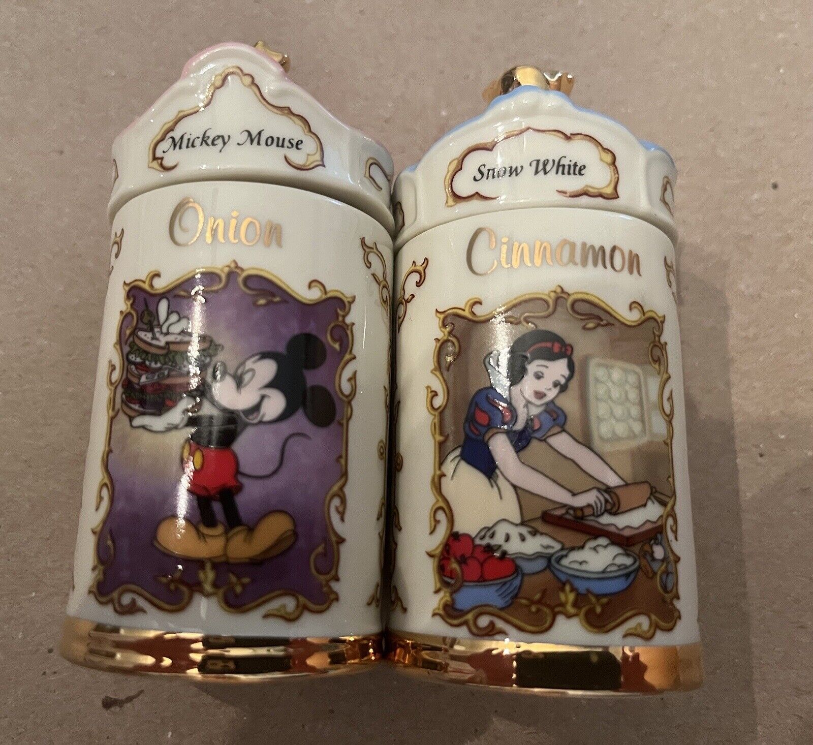 Lenox Walt Disney Spice Jars Collection Mickey Onion & Snow White Cinnamon