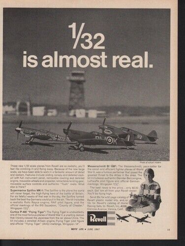 1967 REVELL MODEL AIRPLANE AVIATION MILITARY SPITFIRE CURTISS MK1 TOY AD 11587
