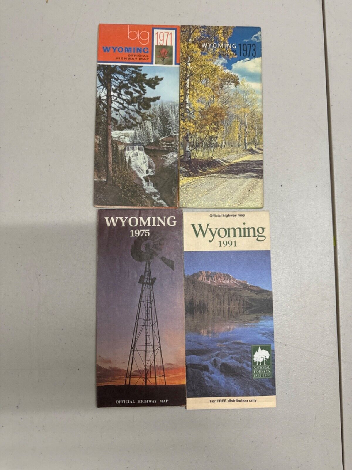 Vintage Wyoming Maps-1973, 1971, 1991 and 1975