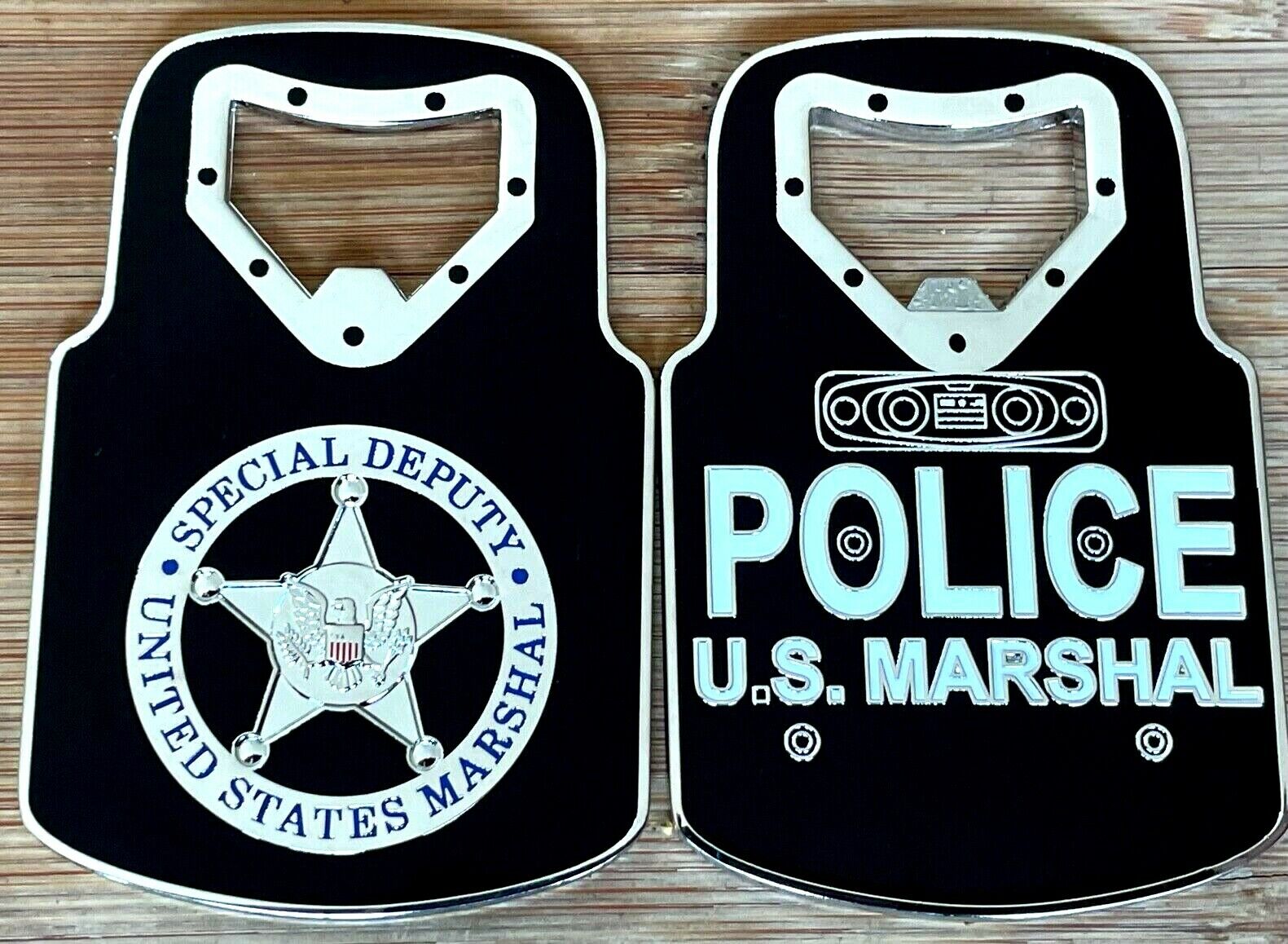 US Marshals Service - Special Deputy Silver SHIELD style challenge coin opener