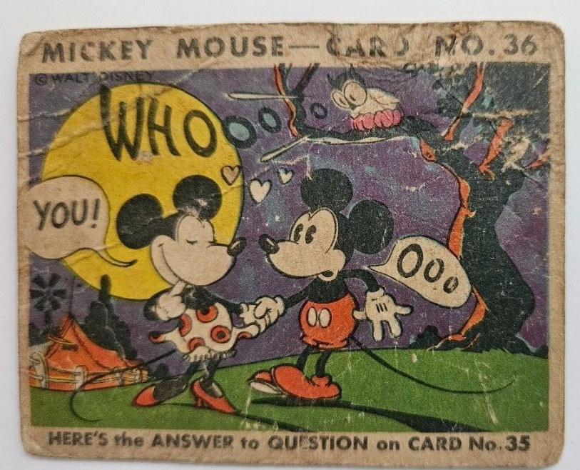 1935 R89 Type II MICKEY MOUSE BUBBLE GUM CARD #36  WALT DISNEY Minnie Mouse
