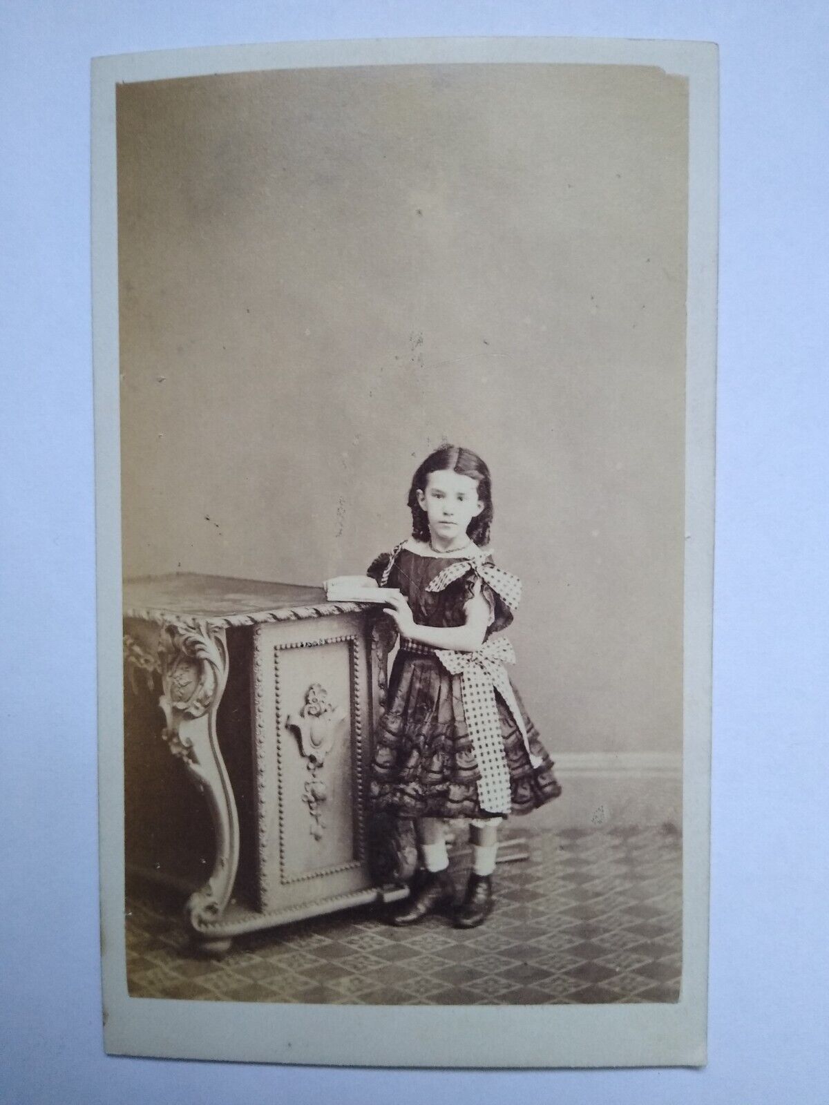 CDV Beautiful Little Girl Excellent Dress by W Cleary Bolton