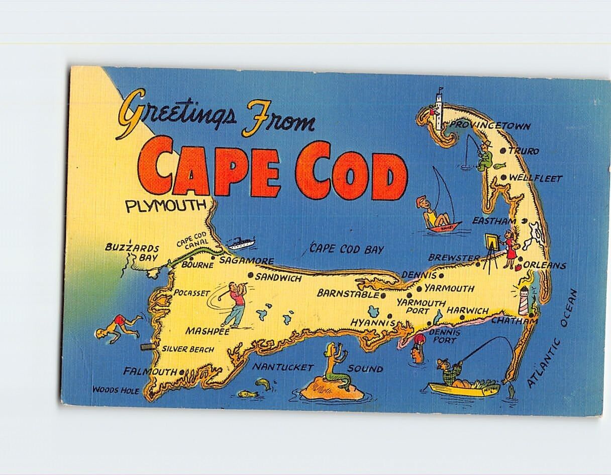 Postcard Greetings from Cape Cod Massachusetts USA North America