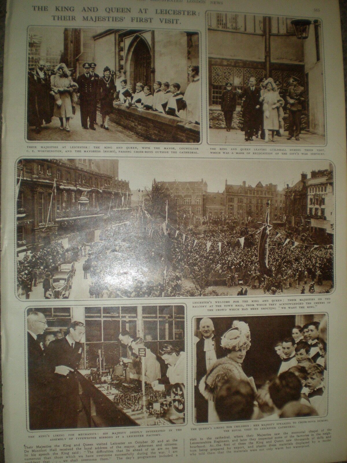 Photo article King George VI Queen Elizabeth visit Leicester 1946 ref AP