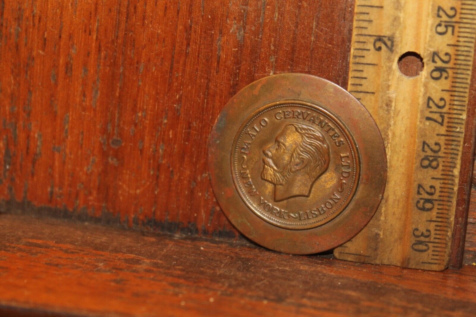 Vintage Pressed Bronze Medallion Paalo Cervantes Ltd. New York Lisbon 