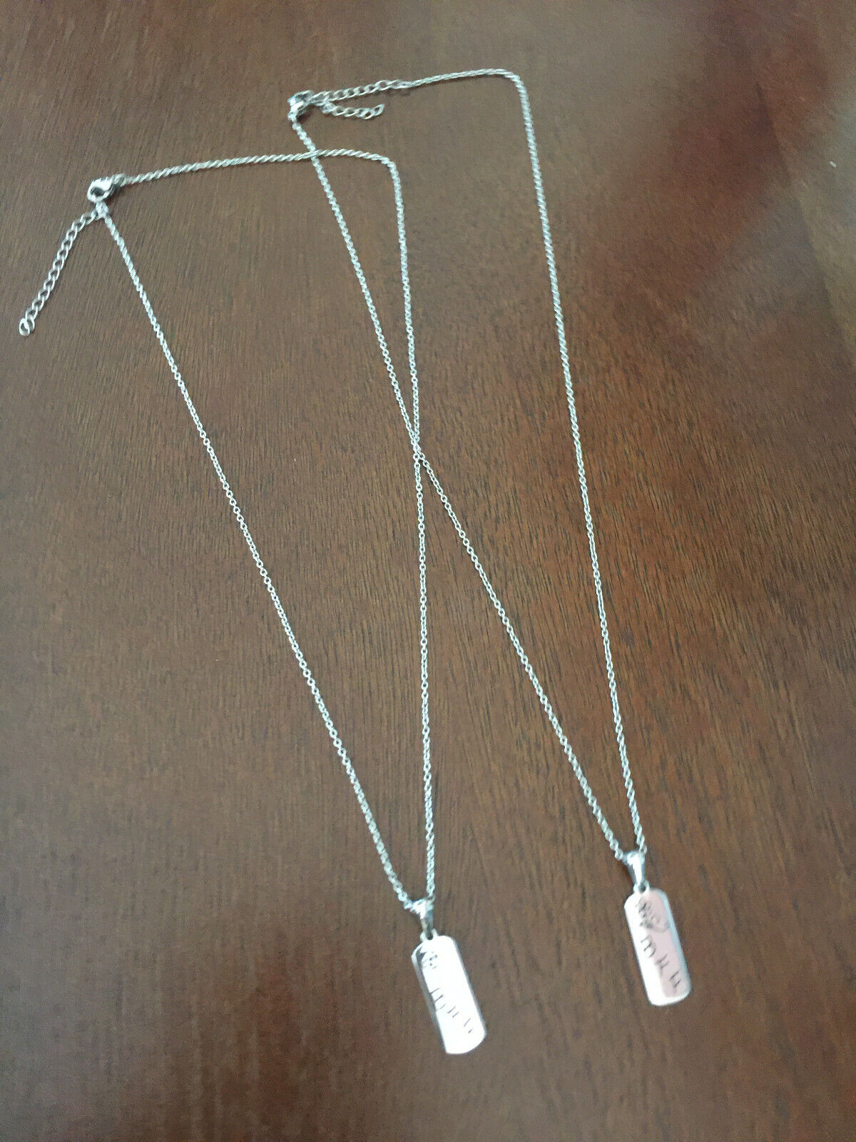 A Pair Of Silver Chain Necklaces With BFF Pendants 18\