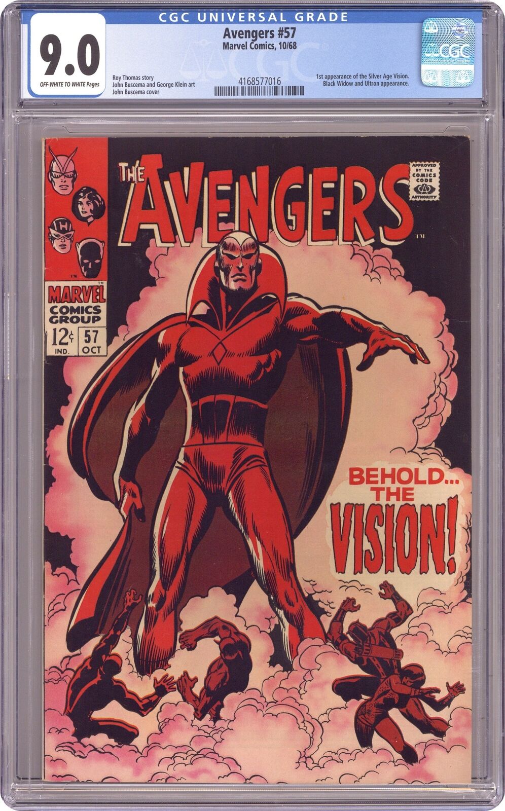 Avengers #57 CGC 9.0 1968 4168577016 1st SA app. Vision