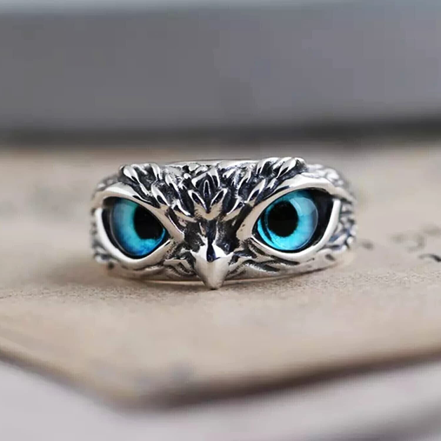 Blessed 100 % Work Stylish Owl Skull Stylish Silver King Owl Ring Good luck A++
