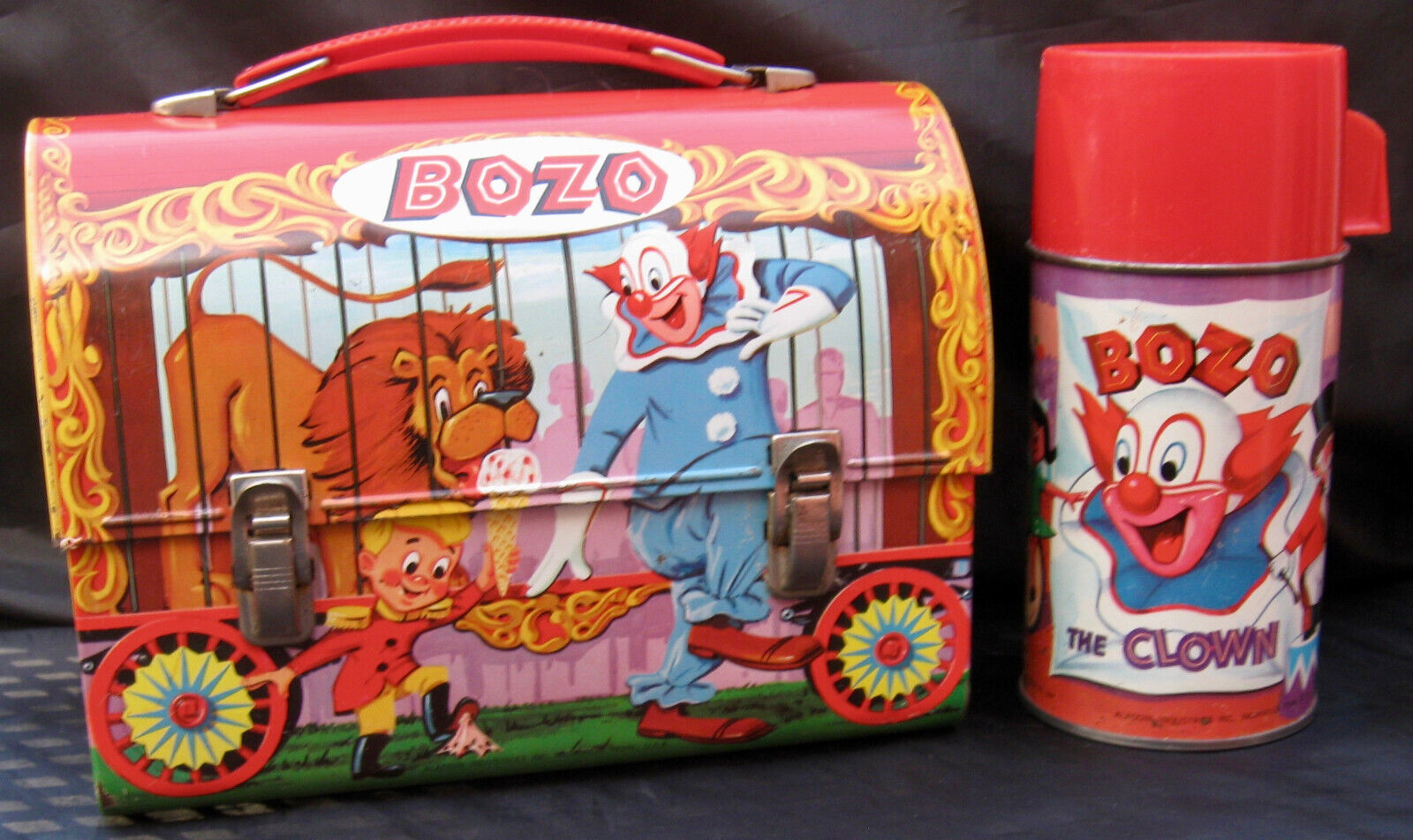 Vintage BOZO THE CLOWN Dome Lunchbox & Thermos - R-7 Rare (1963) C-8.5 Awesome