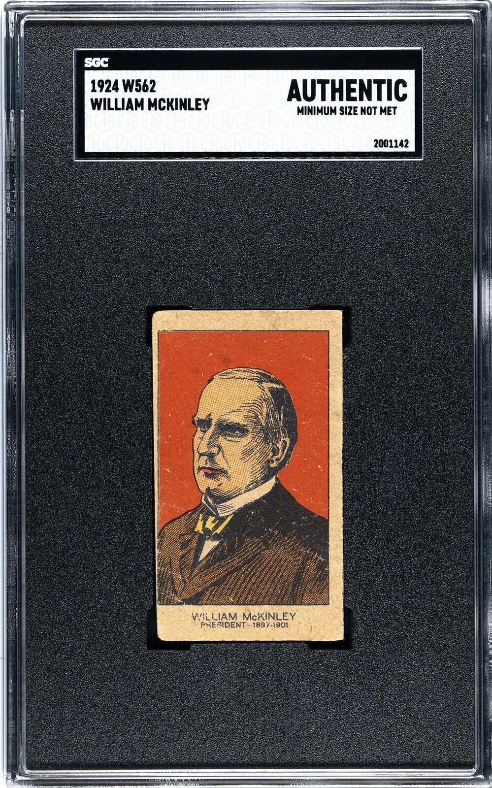 RARE 1924 W562 President William McKinley Strip Card - SGC Authentic - POP 2