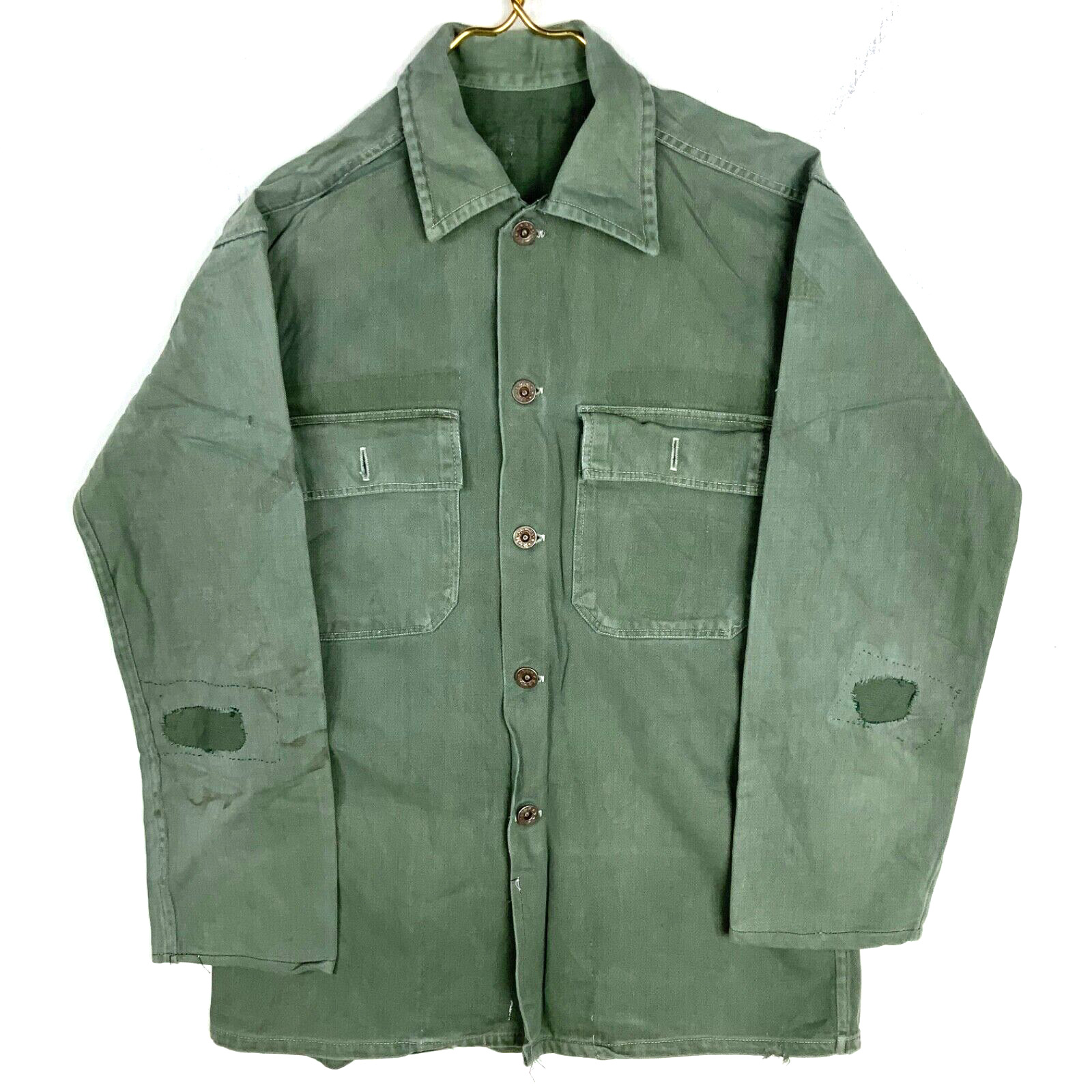 Vintage Us Army Og-107 Button Up Shirt Size Small Green 40s 50s