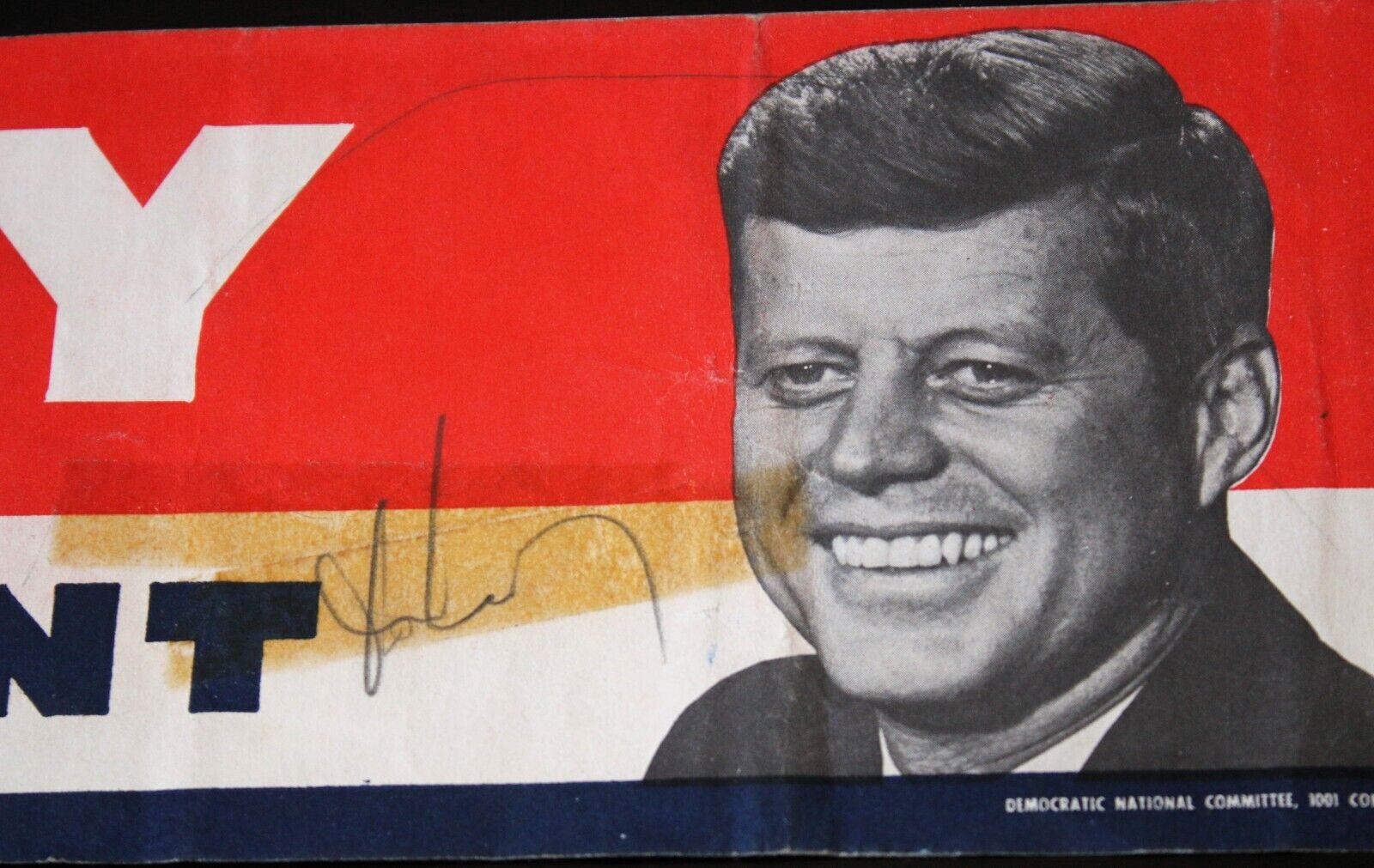 John F. Kennedy ~ Signed Autographed Presidential Campaign Sticker JFK ~ JSA LOA