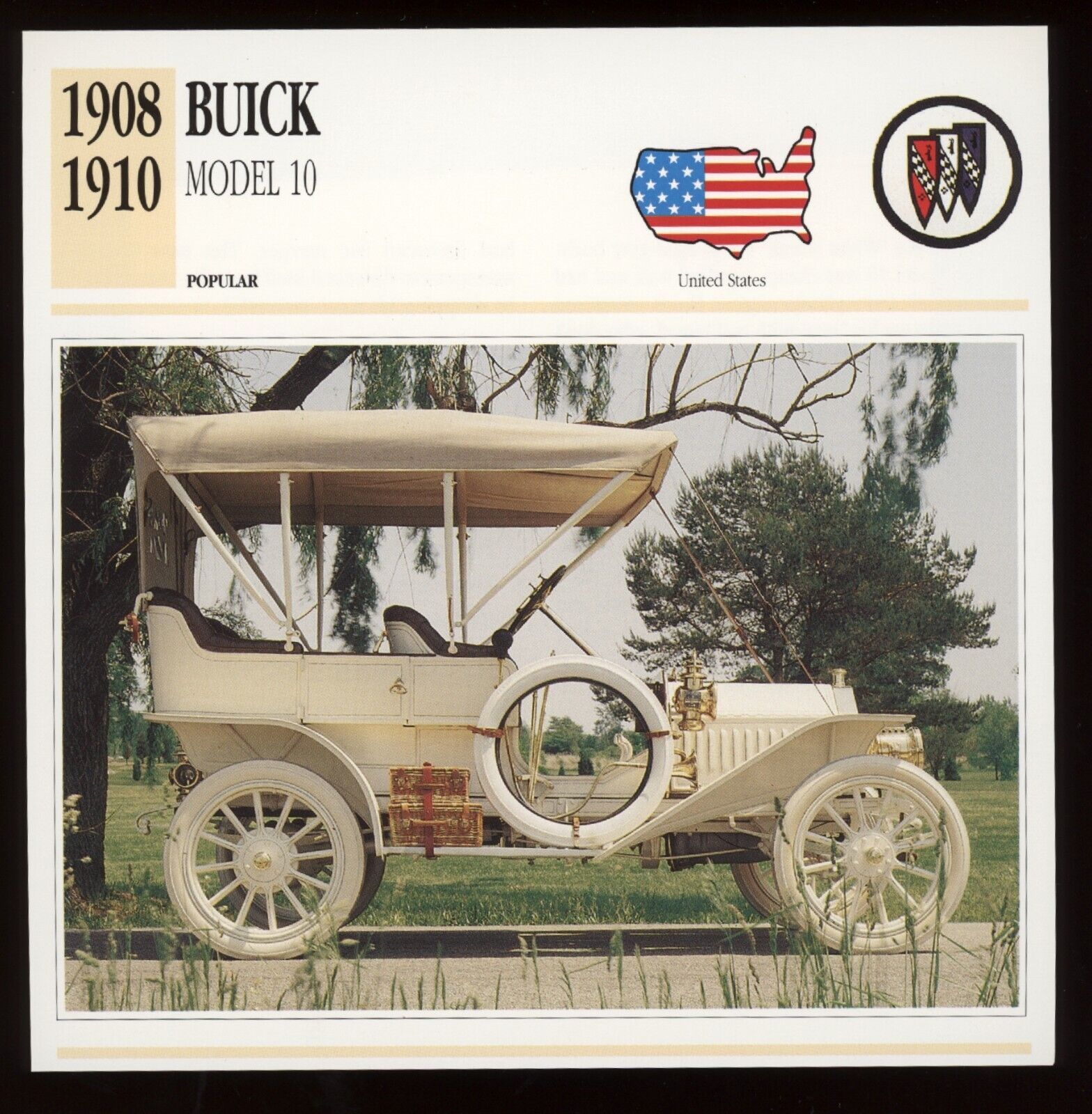 1908 - 1910 Buick Model 10  Classic Cars Card