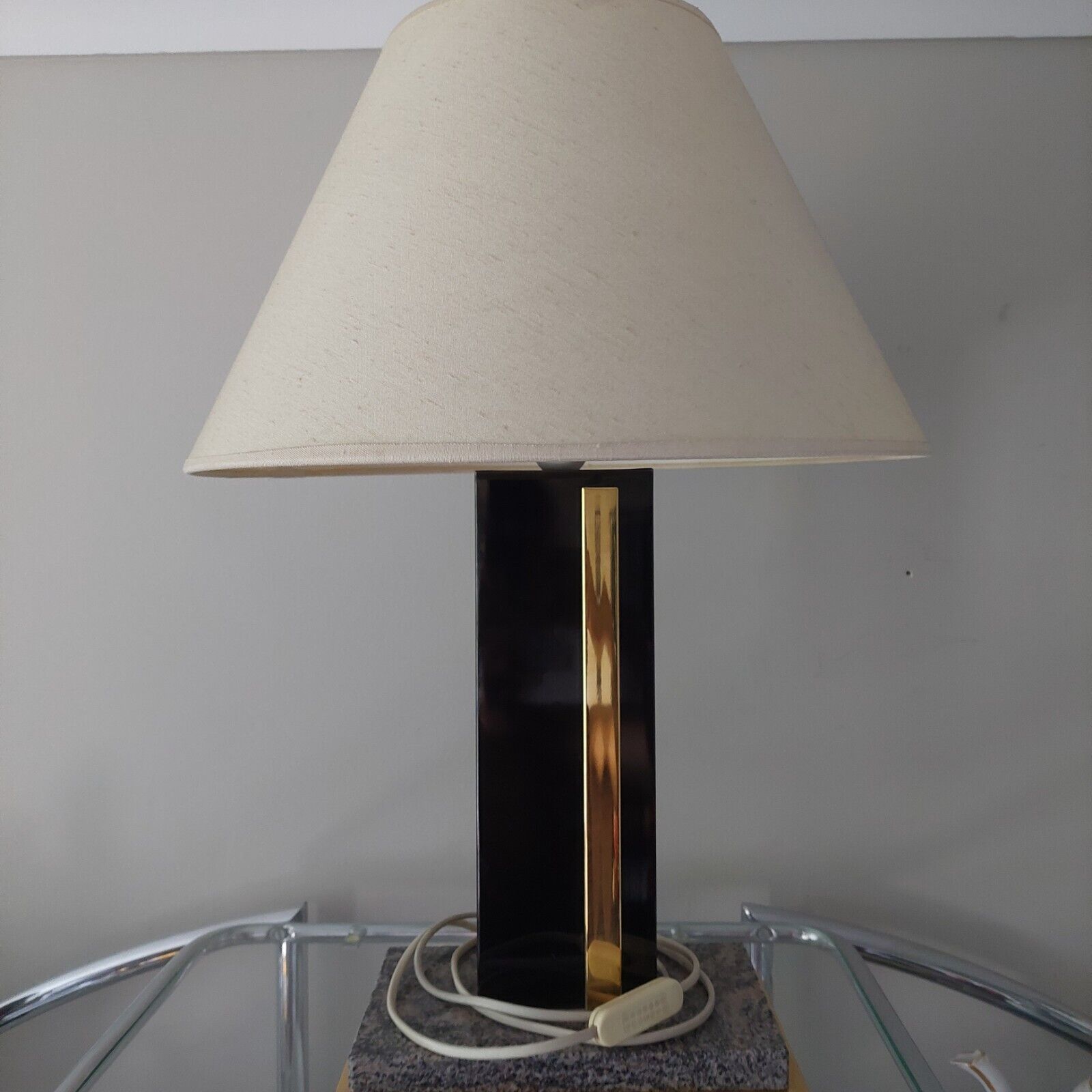 Vintage Mid Century Modern Hollywood Regency Fedam Brass Marble Table Lamp