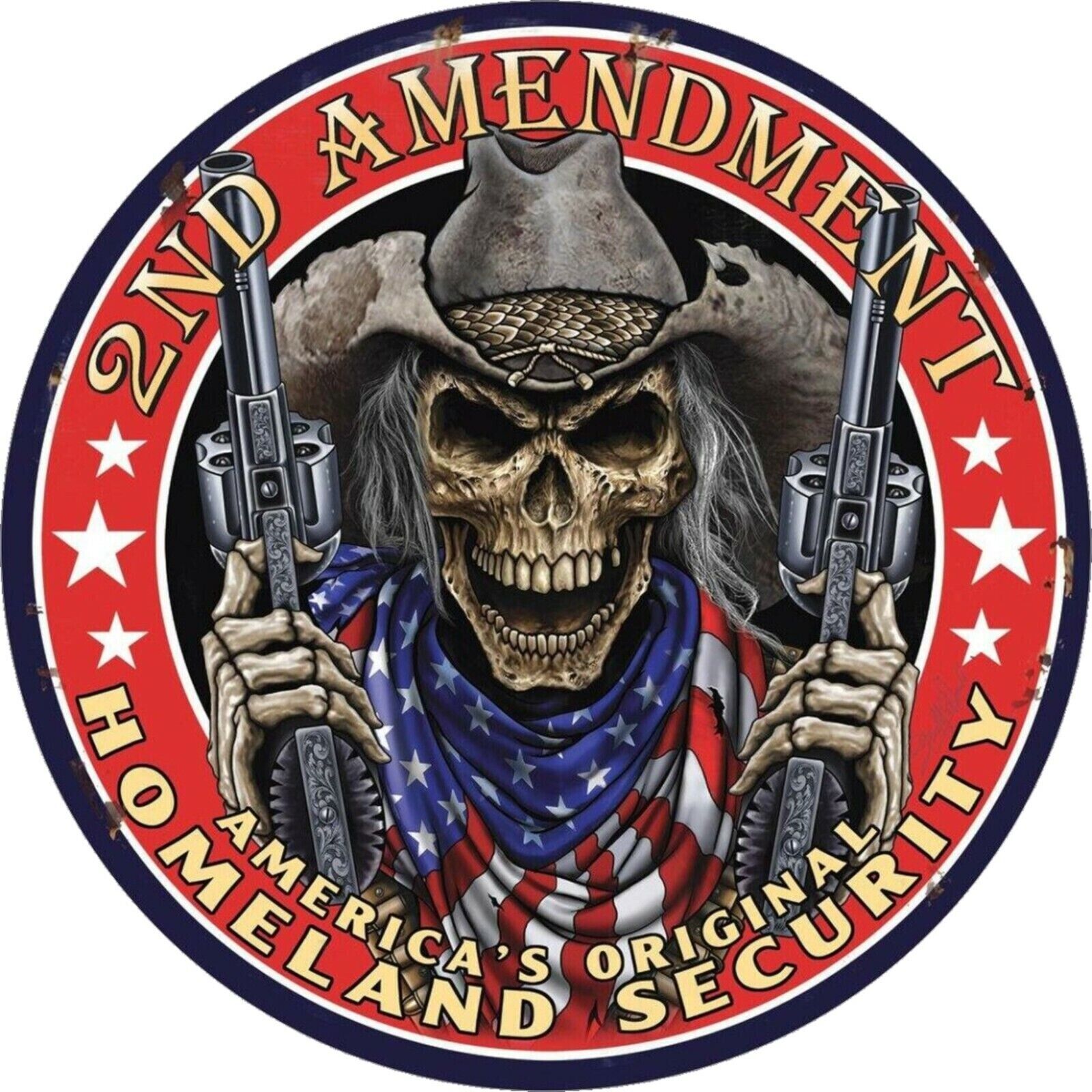 Skeleton 2nd Amendment Government Gun Rights Sticker Arms Guns Pistol Cowboy 4\