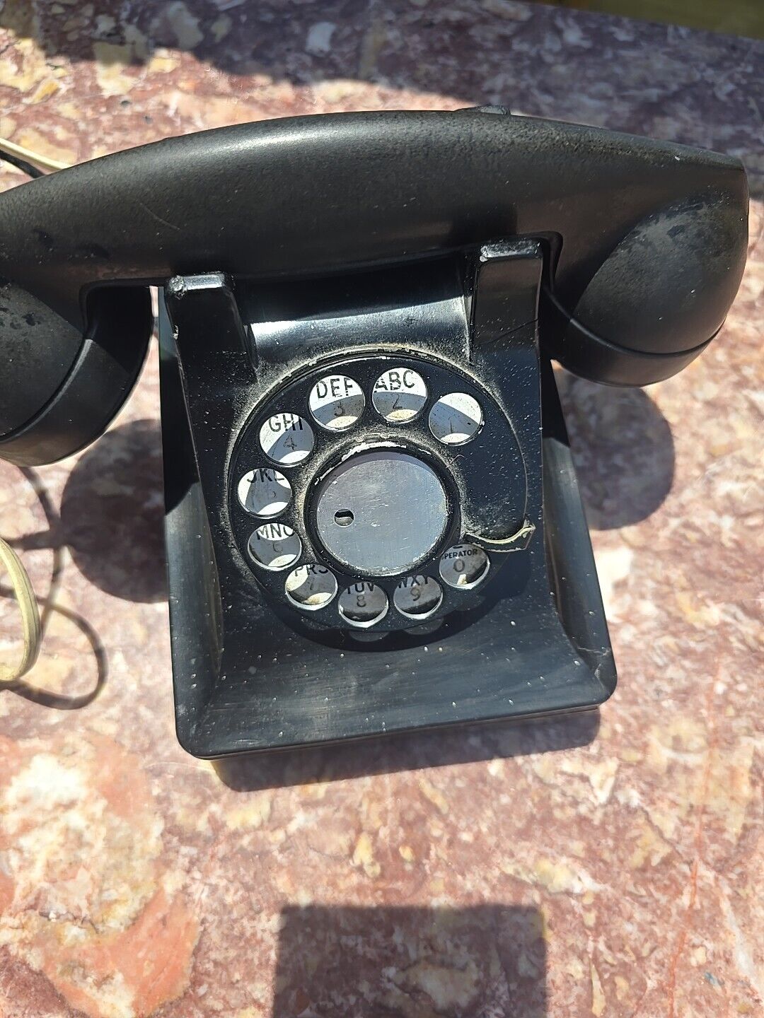 Vintage Black Rotary Western Electric Company  Desk Phone  Cracks. See Pics