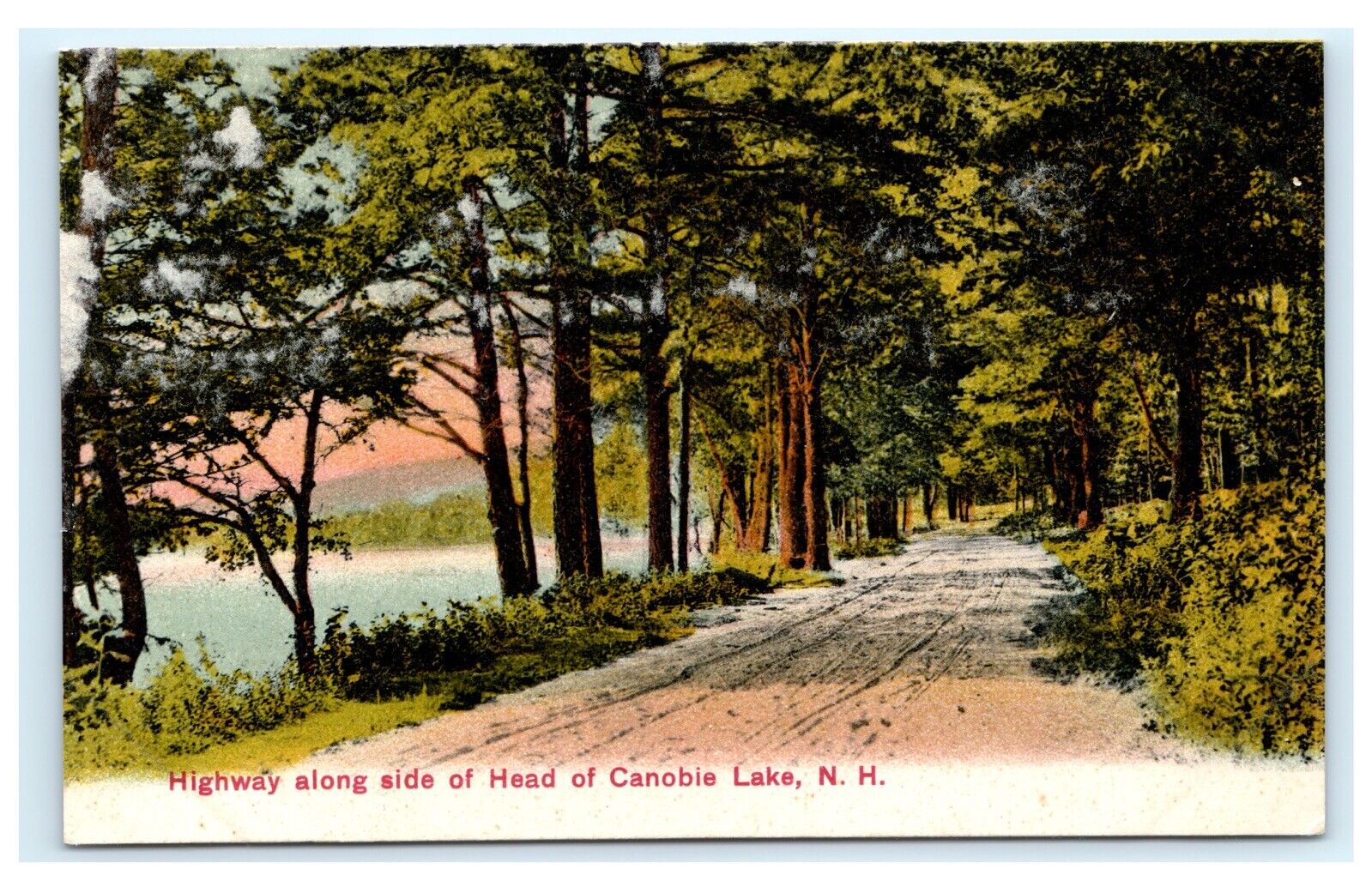 Highway Along Side of Head of Canobie Lake NH New Hampshire Postcard 1908 A4