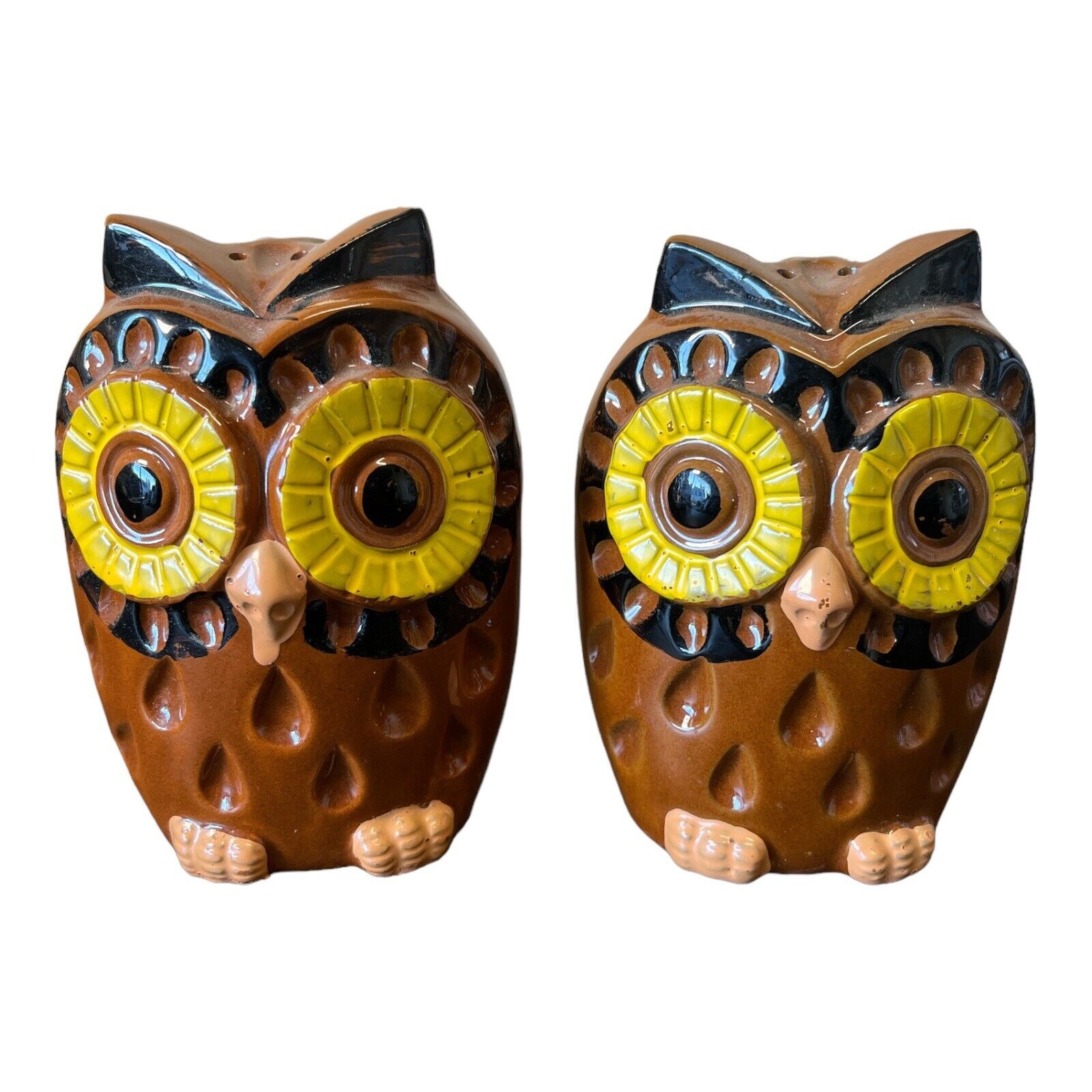 Vintage Large Owl Hand Painted Made in Japan Salt and Pepper Shakers