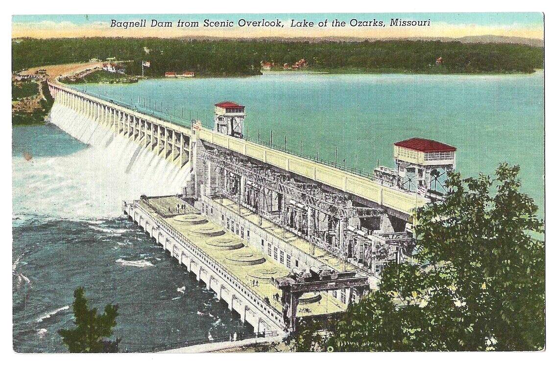 Lake of the Ozarks Missouri c1950\'s Bagnell Dam, power house, Osage River