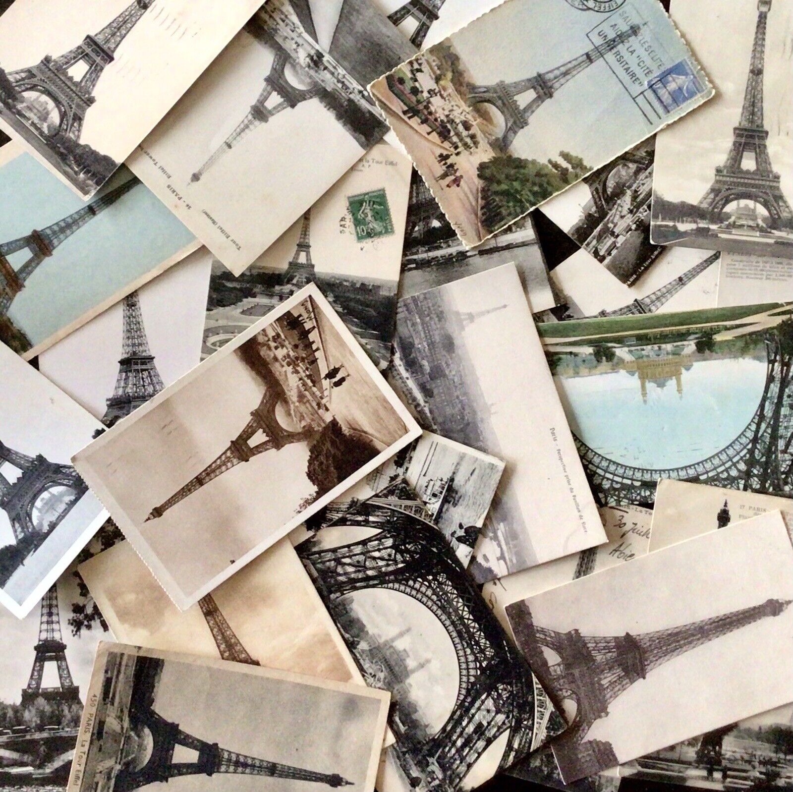 Lot Of 24 Vintage Eiffel Tower Postcards Most Pre 1930 Excellent Collection