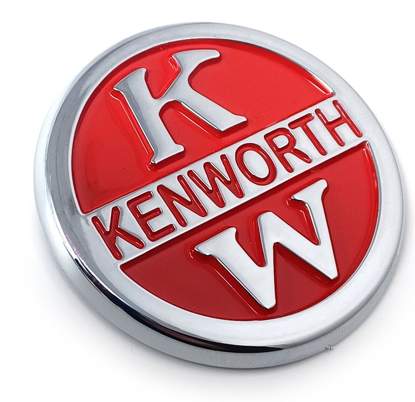 kenworth kw red emblem abs plastic auto grade chrome 