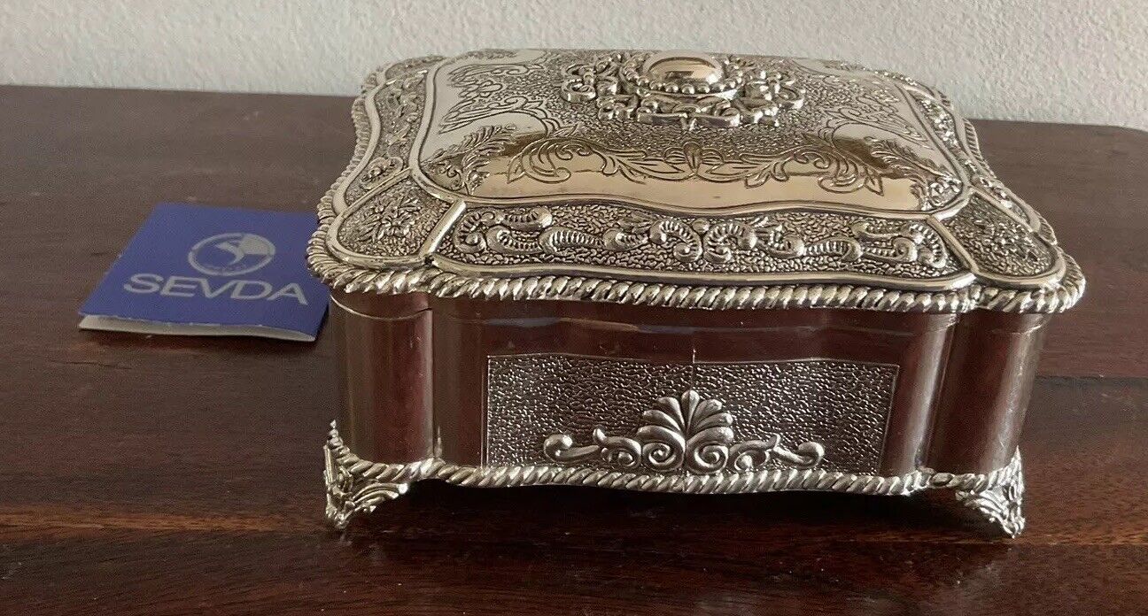 Gorgeous Vintage Romanian Sevda Silver Plate Jewellery Box New In Box