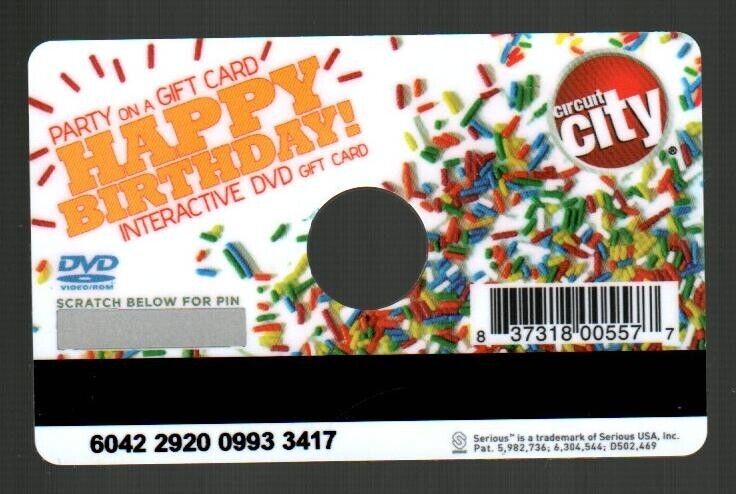 CIRCUIT CITY Happy Birthday ( 2008 ) Interactive DVD / Gift Card ( $0 )