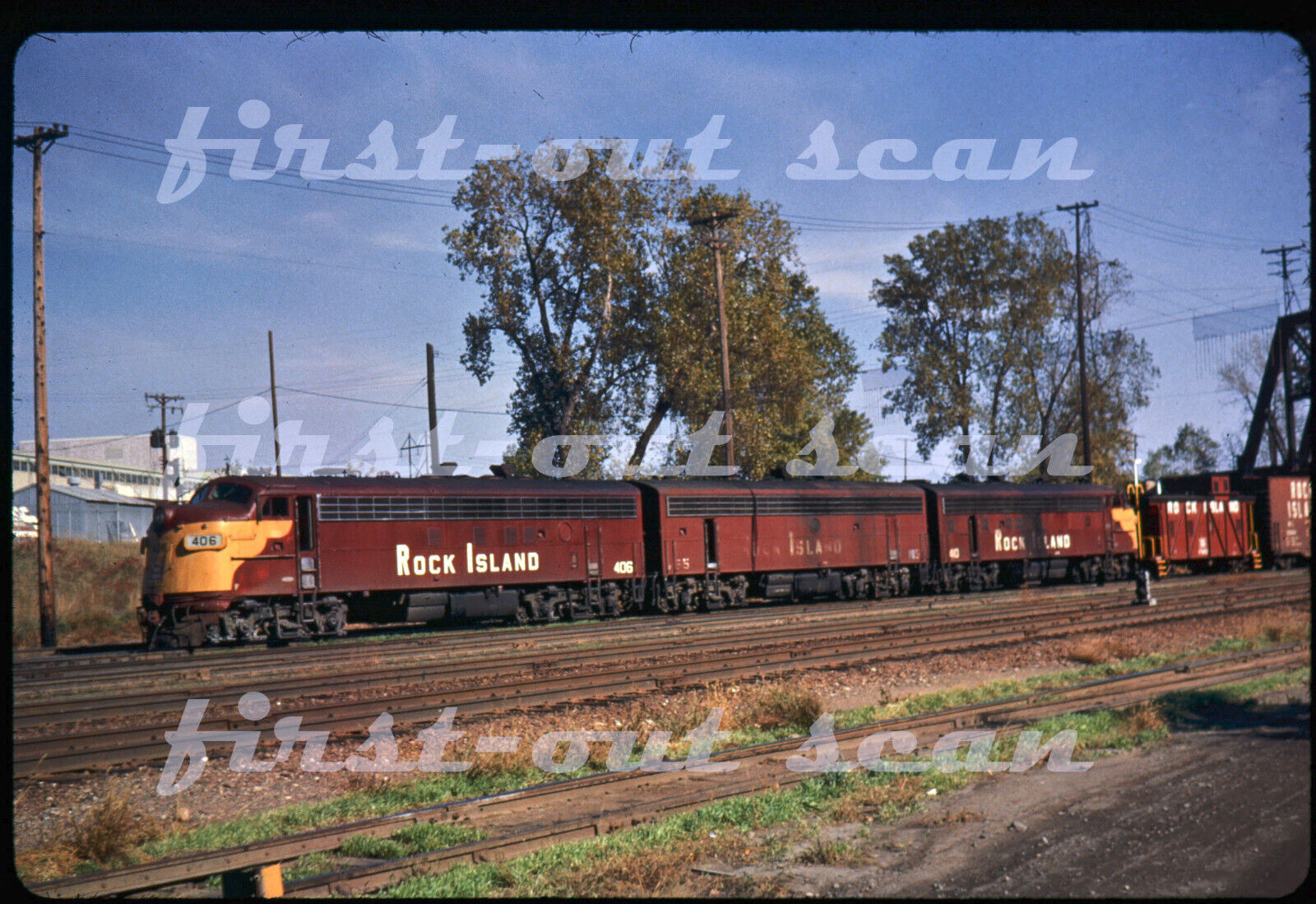 R DUPLICATE SLIDE - Rock Island RI 406 FP-7 Action on Freight