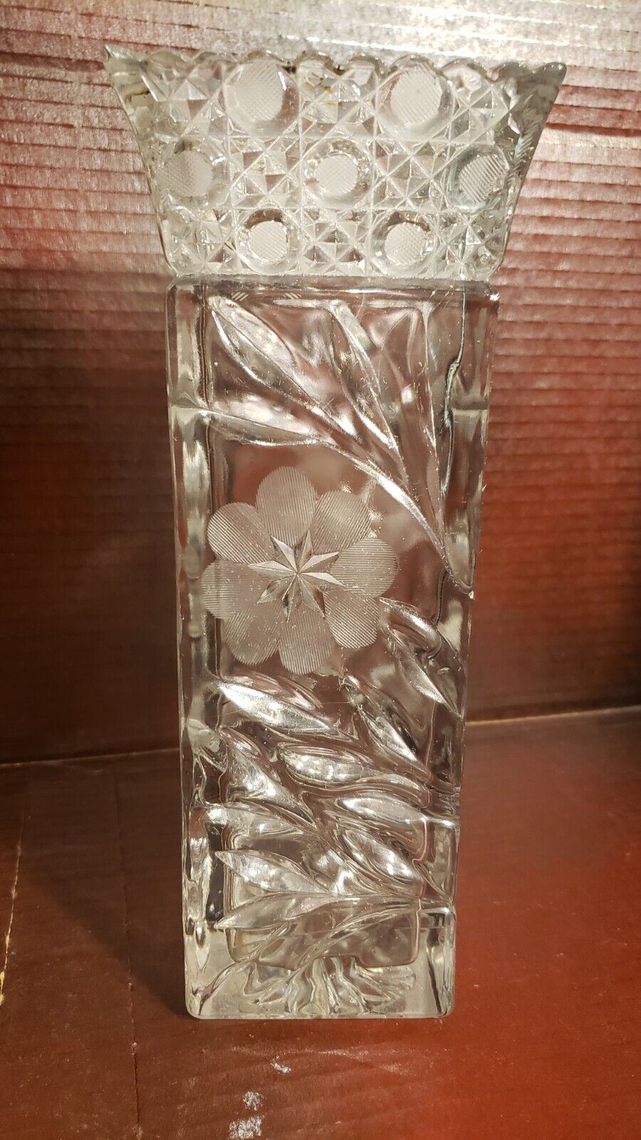1916- 1920 Antique Glass Cut Vase Mckee Glass Company Production