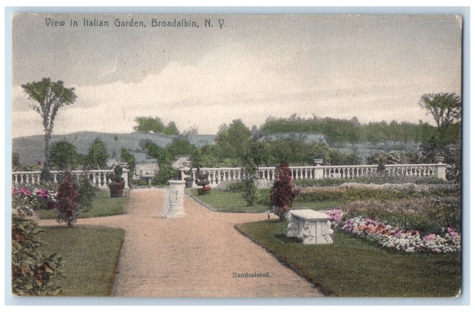 1907 View Italian Garden Flowers Exterior Broadalbin New York Vintage Postcard