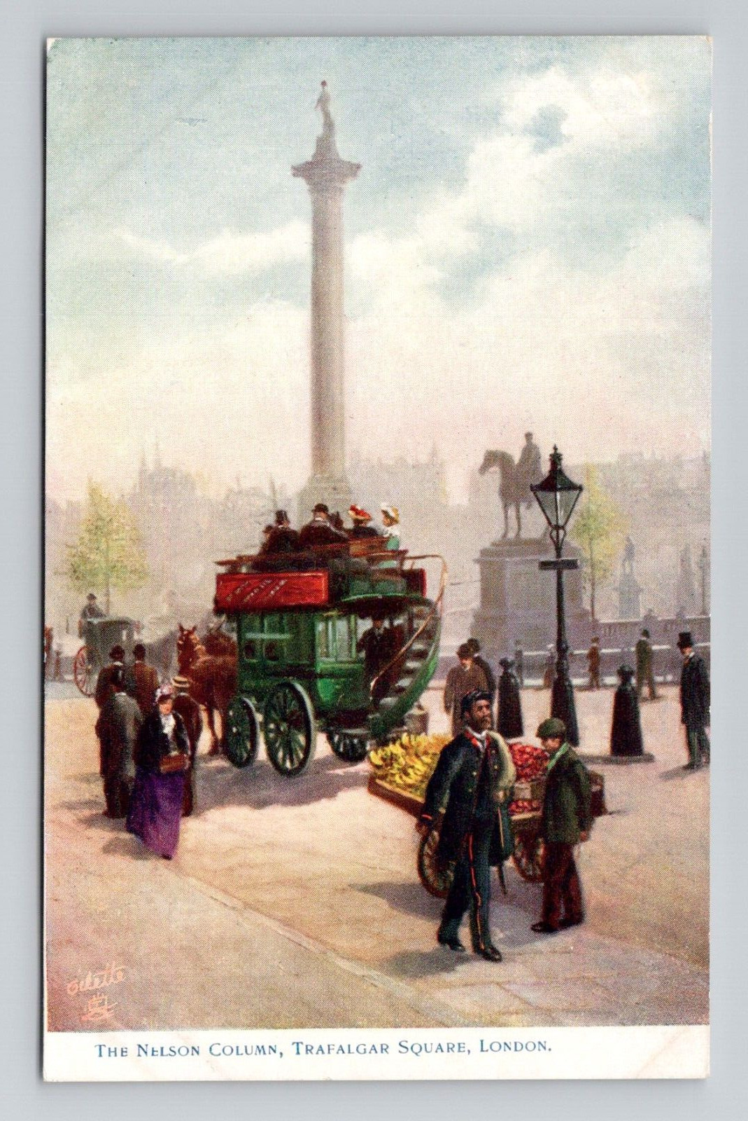 Postcard Nelson Column London England, Tuck Oilette Antique G9